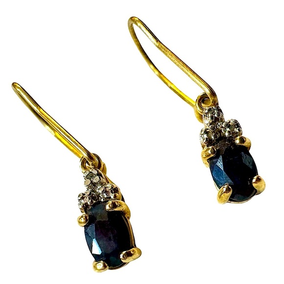 Ross-Simons | Sapphire & Diamond Gold Vermeil Earrings - Picture 8 of 13